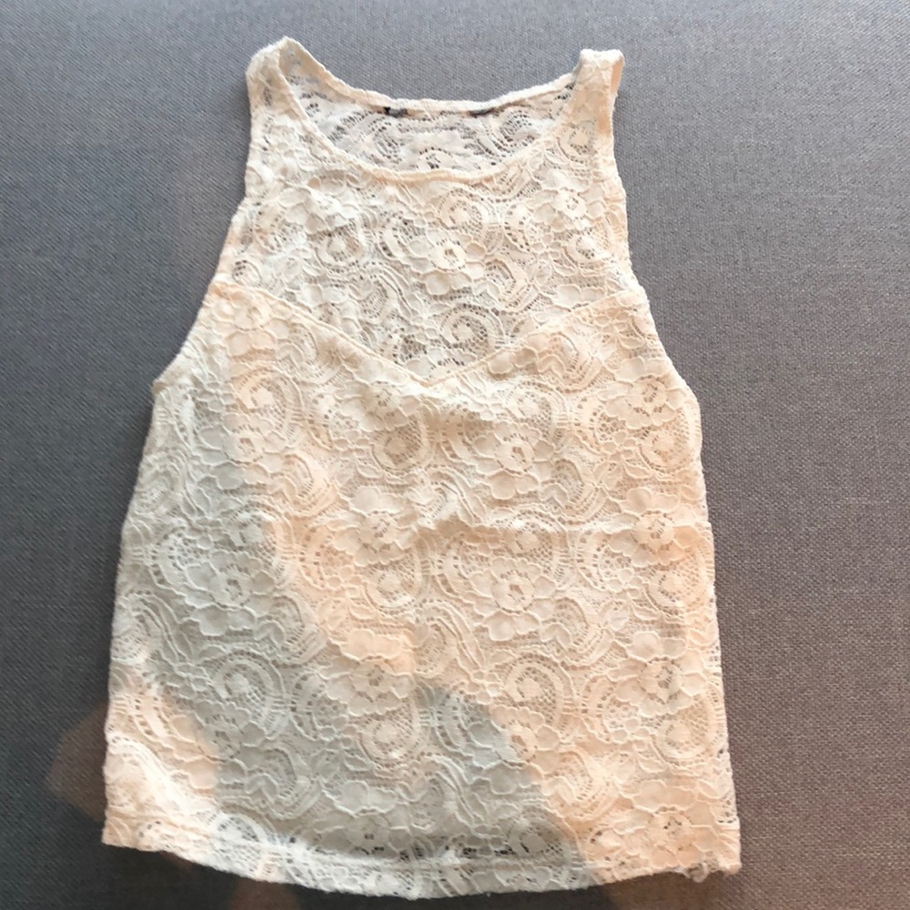 American eagle white lace crop top